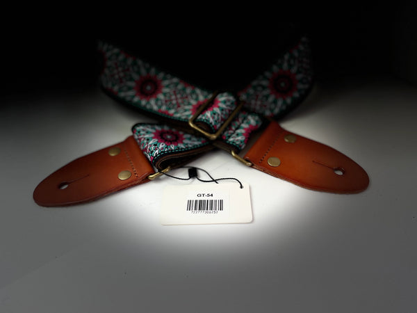 Isuzi GT55 Red/Turquoise Flower, Woven Guitar Strap