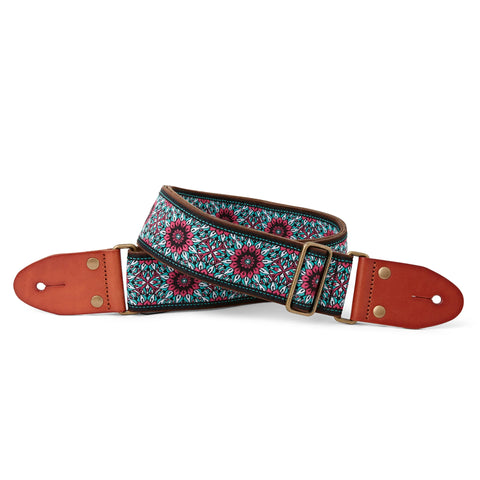 Isuzi GT55 Red/Turquoise Flower, Woven Guitar Strap