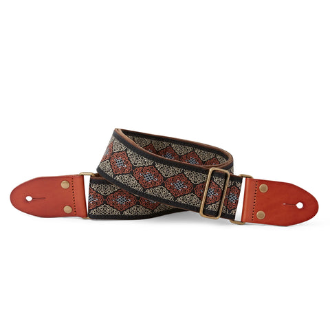 Isuzi GT54 Traditional Chinese Symbol Gold/Brown, Woven Guitar Strap