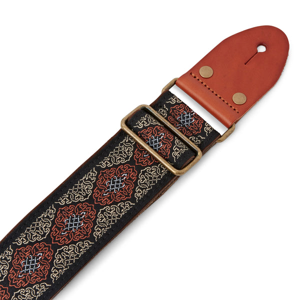 Isuzi GT54 Traditional Chinese Symbol Gold/Brown, Woven Guitar Strap