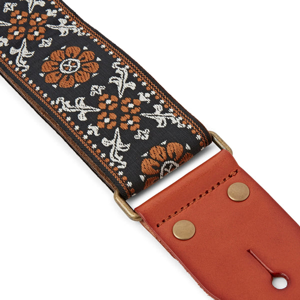 Isuzi GT57 Brown Flower Woven Guitar Strap