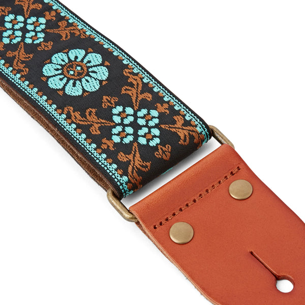 ISUZI GT58 Blue Flower Woven Guitar Strap