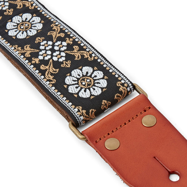 ISUZI GT59 White Flower, Woven Guitar Strap