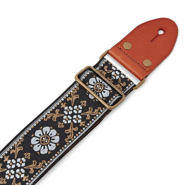 ISUZI GT59 White Flower, Woven Guitar Strap