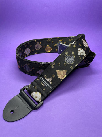Daiking Nishijin-ori Guitar Strap  "Kinran Neko Traditional Pattern" Made in Japan
