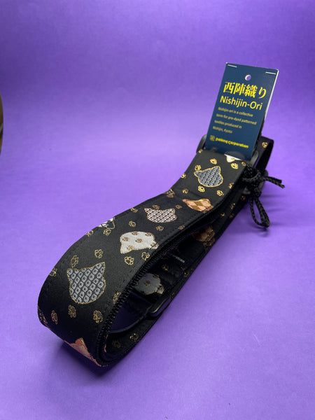 Daiking Nishijin-ori Guitar Strap  "Kinran Neko Traditional Pattern" Made in Japan