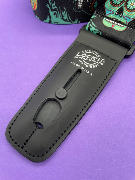 Lock-It Sugar Skull Black Strap, Poly Plush Series