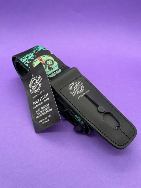 Lock-It Sugar Skull Black Strap, Poly Plush Series