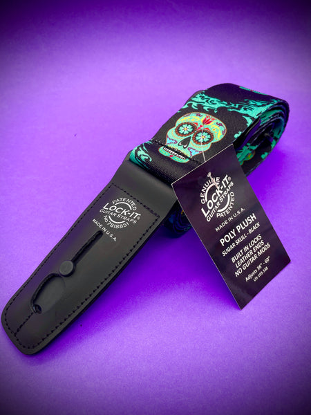 Lock-It Sugar Skull Black Strap, Poly Plush Series